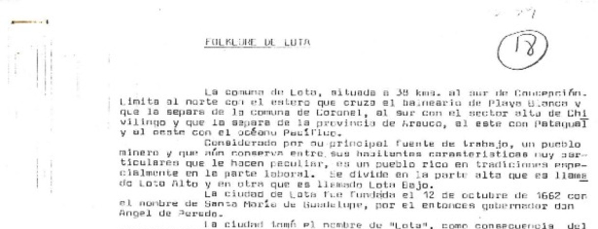Folklore de Lota  [manuscrito].