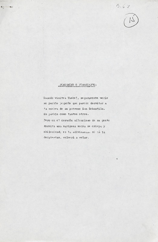 Peregrino o veraneante  [manuscrito].