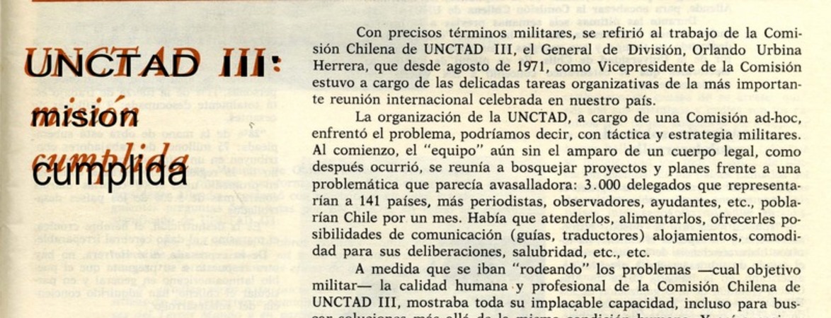 UNCTAD III misión cumplida. [artículo] :