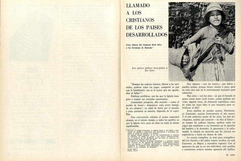 Llamado a los cristianos de los países desarrollados  [artículo] Raúl Cardenal Silva Henríquez.