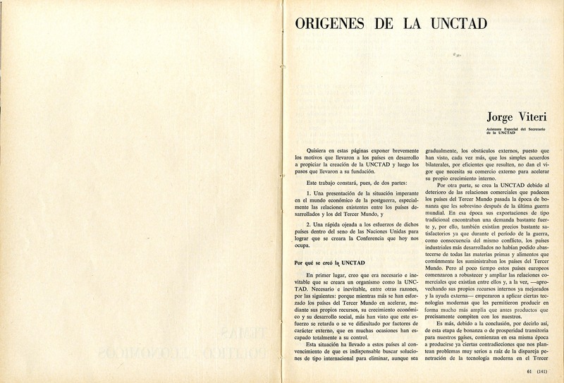 Orígenes de la UNCTAD  [artículo] Jorge Viteri.