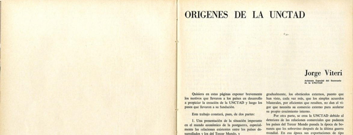 Orígenes de la UNCTAD  [artículo] Jorge Viteri.