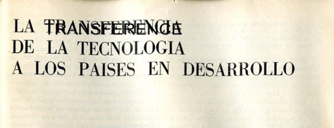 La transferencia de la tecnología a los países en desarrollo  [artículo] Rafael Cruz.