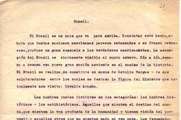 Brasil  [manuscrito] Vicente Huidobro.