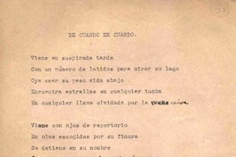 De cuando en cuando  [manuscrito] Vicente Huidobro.