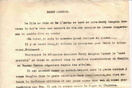 Harry Langdon  [manuscrito] Vicente Huidobro.