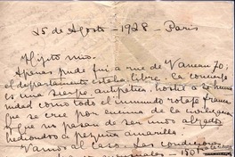 [Carta], 1928 ag. 25 Paris, Francia <a> Vicente Huidobro, París, Francia