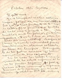 [Carta], 1926 oct. 6 Santiago de Chile <a> Vicente Huidobro, Paris, Francia