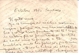 [Carta], 1926 oct. 6 Santiago de Chile <a> Vicente Huidobro, Paris, Francia