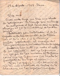 [Carta], 1928 ago. 29 París, Francia <a> Vicente Huidobro, Paris, Francia