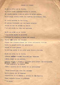 Venida al tiempo  <manuscrito> Vicente Huidobro.