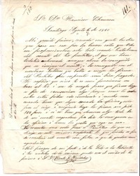 [Carta], 1860 ago. 6 Santiago, Chile <a> Humberto Echaurren, Chile  [manuscrito] Vicente García-Huidobro.