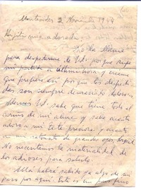 [Carta], 1944 nov. 2 Montevideo, Uruguay [a] Manuela García Huidobro, Chile  [manuscrito] Vicente Huidobro.