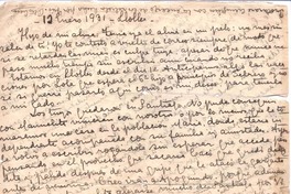 [Carta], 1931 ene. 12 Llolleo, Chile <a> Vicente Huidobro, Paris, Francia