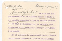 [Carta, 1921 nov. 4 Santiago, Chile <a> Pedro Aguirre Cerda, Chile