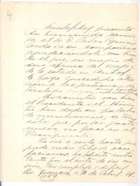 [Carta], 1921 abr. 10 Santiago, Chile <a> Pedro Aguirre Cerda, Chile
