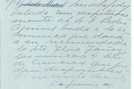 [Carta], 1921 jun. 1 Santiago, Chile <a> Pedro Aguirre Cerda, Chile