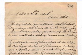 Canto al nido  [manuscrito] Gabriela Mistral.