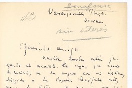 [Carta, entre 1910 y 1916], Francia <a> Rubén Darío