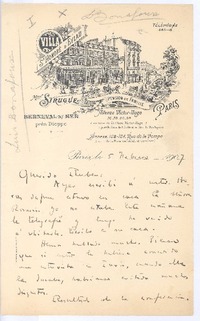 [Carta], 1907 feb. 5 París, Francia <a> Rubén Darío