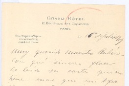 [Carta], 1907 jul. 15 París, Francia <a> Rubén Darío