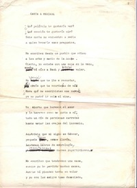 Carta a Mariana  <manuscrito> Jorge Teillier.