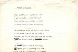 Carta a Mariana  <manuscrito> Jorge Teillier.
