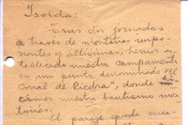 [Carta, entre 1940 y 1946], El Corral de Piedra, Chile <a> Isolda Pradel  [manuscrito] Oscar Castro.