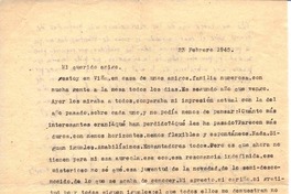 [Carta], 1945 feb. 23 Viña del Mar, Chile <a> Oscar Castro  [manuscrito] Alone.