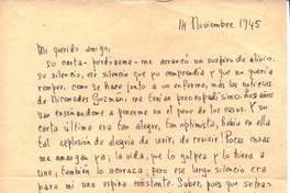 [Carta], 1945 nov. 14 [Santiago?], Chile <a> Oscar Castro  [manuscrito] Alone.