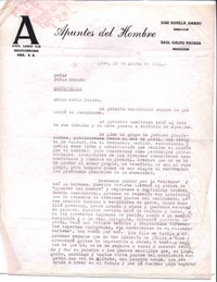 [Carta], 1951 mar. 15 Lima, Perú, [a] Pablo Neruda, Rusia  [manuscrito] Raúl Galdo Pagaza.