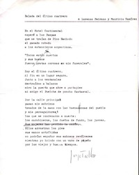 Balada del último cuatrero  [manuscrito] Jorge Teillier.