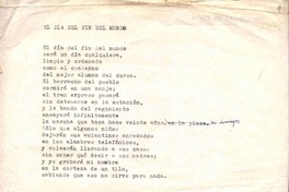 El día del fin del mundo  [manuscrito] Jorge Teillier.