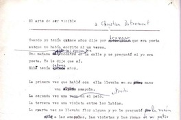 El arte de ser visible  [manuscrito] Jorge Teillier.