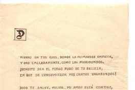 [Pienso en tus ojos, donde la primavera empieza ...]