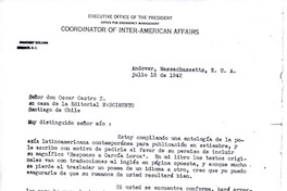 [Carta], 1942 jul. 18 Andover, Massachussetts, E.U.A. [a] Oscar Castro  [manuscrito] Dudley Fitts.
