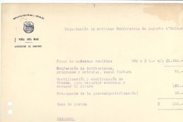 Liquidación de entradas "Conferencia de Augusto D'Halmar"