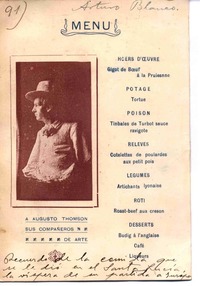 [Menú], 1907 nov. 9 [a] Augusto D'Halmar