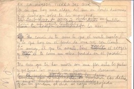 En la húmeda tierra del sur : [poesía] : [manuscrito] [Oscar Castro].