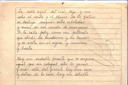 [La calle azul del cielo baja...] :  [manuscrito] [Oscar Castro].