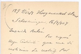 [Carta], 1907 sep. 16 Scheveningue, Holanda <a> Rubén Darío