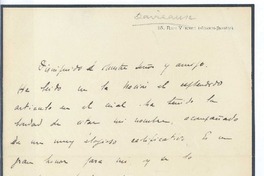 [Carta, entre 1900 y 1916] París, Francia <a> Rubén Darío