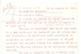 [Carta], 1901 ago. 19 Gran Bretaña <a> Julio Cestero<sic>