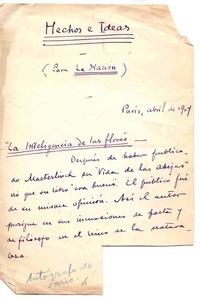 Hechos e Ideas "La inteligencia de las flores".