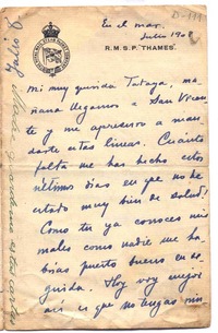 [Carta], 1908 jul. 8 [en el mar]<a> Francisca Sánchez