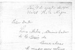 [Carta], 1906 ago. 4 Río de Janeiro, Brasil <a> Luis Mitre