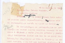 [Carta], 1907 ago. 18 Francia? <a> Rufino Blanco-Fombona