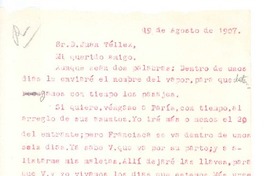 [Carta], 1907 ago. 19 Francia? <a> Juan Téllez