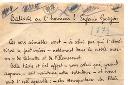 Ballade en l'honneur d'Eugenio Garzon