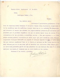 [Carta], 1912 sep. 10 Buenos Aires, Argentina <a> Rodríguez Núñez